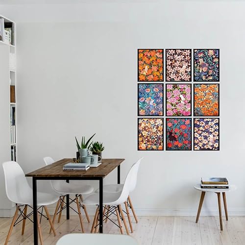 Miniatura 7 de AKBOK 9 pósteres de gatos y flores, arte botánico de gato, carteles de naturaleza, arte para decoración del hogar, amantes de los gatos, entusiastas