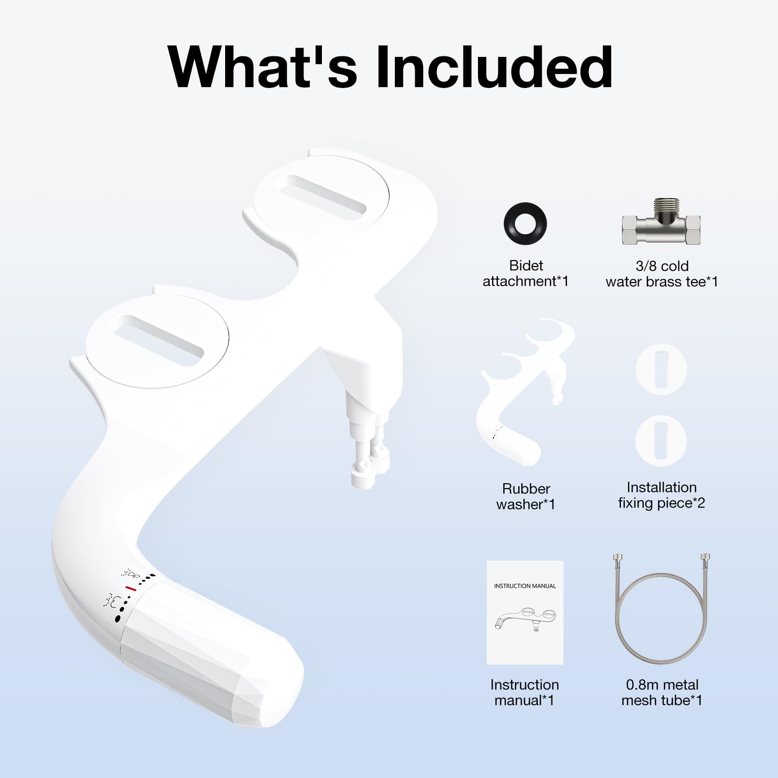 Bidet Toilette WC, Pulvérisateur Bidet non électrique bidet portable Bidet de gauche ultra-mince pour toilette Avec Pression d'eau Réglable Double Buses Rétractables Autonettoyantes Bidet Kit