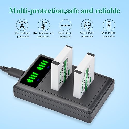 Miniatura 3 de Tectra 2 baterías EN-EL12 de alta capacidad y cargador dual LED para Nikon Coolpix AW100 AW110 AW120 AW130 A1000 B600 W300 A900 S6300 S8100 S8200