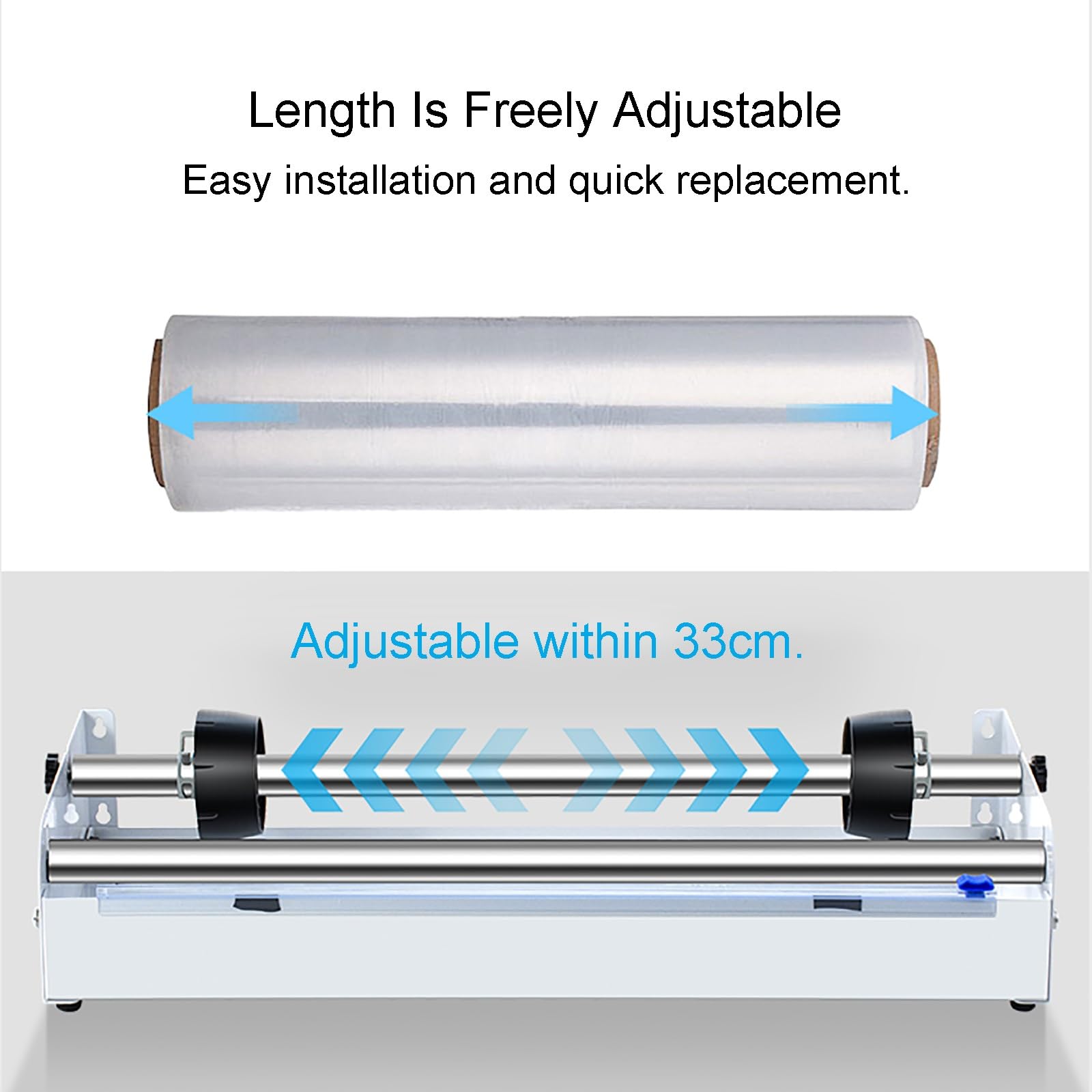Machine D'emballage avec Distributeur de Film Étirable Distributeur de Film Étirable de Table en Acier Inoxydable Emballeuse Manuelle pour Palettes Convient aux Films D'une Largeur Inférieure à 33cm
