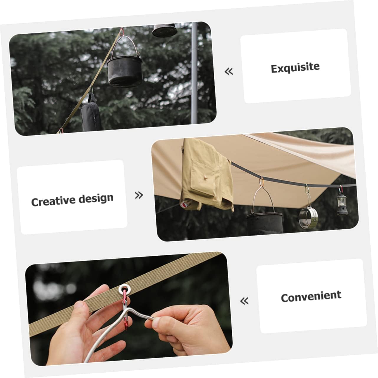 PRETYZOOM 4sets Multi-Function Camping Clothesline Portable Camping Strap Windproof Non-Slip Tent Rope