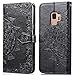 Produktbild Homikon PU Leder Hülle Schön Prägung Mandala Muster Schutzhülle Brieftasche Weiche Ledertasche Schutz Rückschale Standfunktion Magnetverschluss Tasche Etui Kompatibel mit Samsung Galaxy S9 - Schwarz
