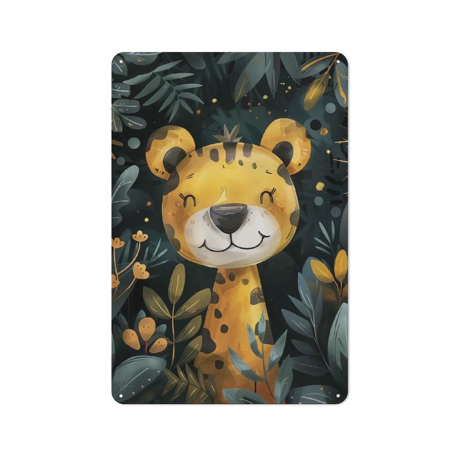 Watercolor Baby Jaguar Retro Metal Sign 30x20cm for Garden Room Or Summerhouse, A Decorative Metal Sign for Garden Rooms And Summerhouses