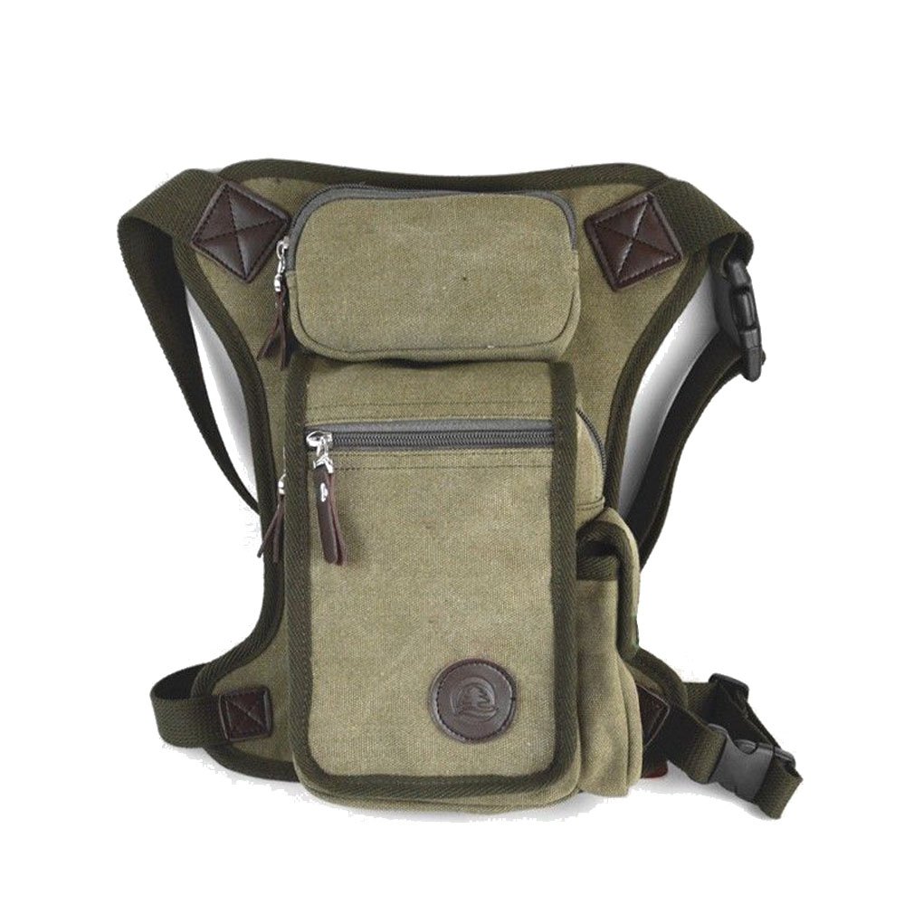 Canvas Drop Leg Bag Motorcycle Waist Pack for Men Women Outdoor Travel Sports Hiking Camping Tactical Military Bike Cycling Riding Thigh Fanny Pouch Army Green โ image 1
