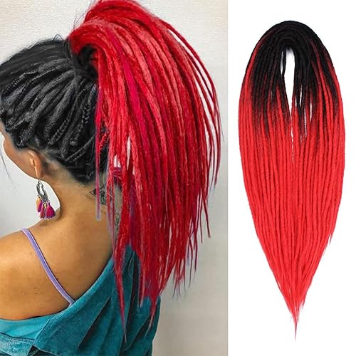 Miniatura 10 de KRALER Juego de extensiones de rastas de 24 pulgadas, 3 en 1, 20 hebras sintéticas de doble extremo, extensiones de rastas sintéticas de doble