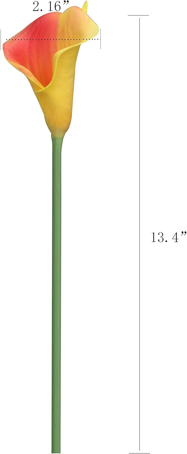 Duovlo 20pcs Calla Lily Bridal Wedding Bouquet Lataex Real Touch Artificial Flower Home Party Decor (Sunset) - Image 4