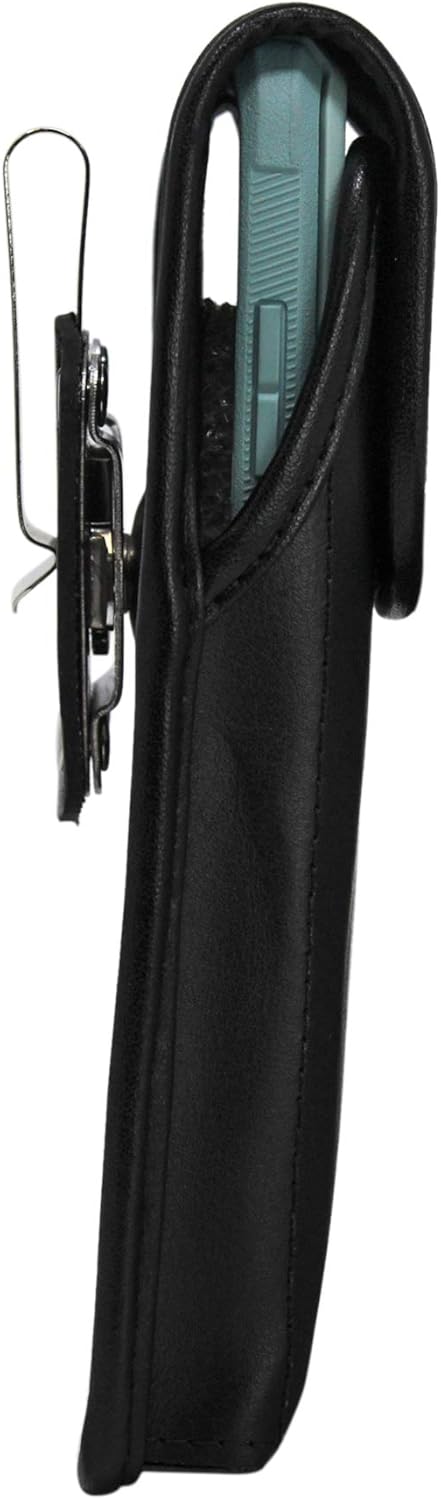 Turtleback Holster Made for Galaxy S23 S22 S21 S20 w/OB Commuter, Vertical Black Leather Pouch with Heavy Duty Metal Rotating Belt Clip,