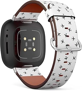 CJBROES Replacement Leather Watch Band, Compatible with Fitbit Versa 3 and Fitbit Sense of Wristband Bracelet Accessory - Plane Isolated on