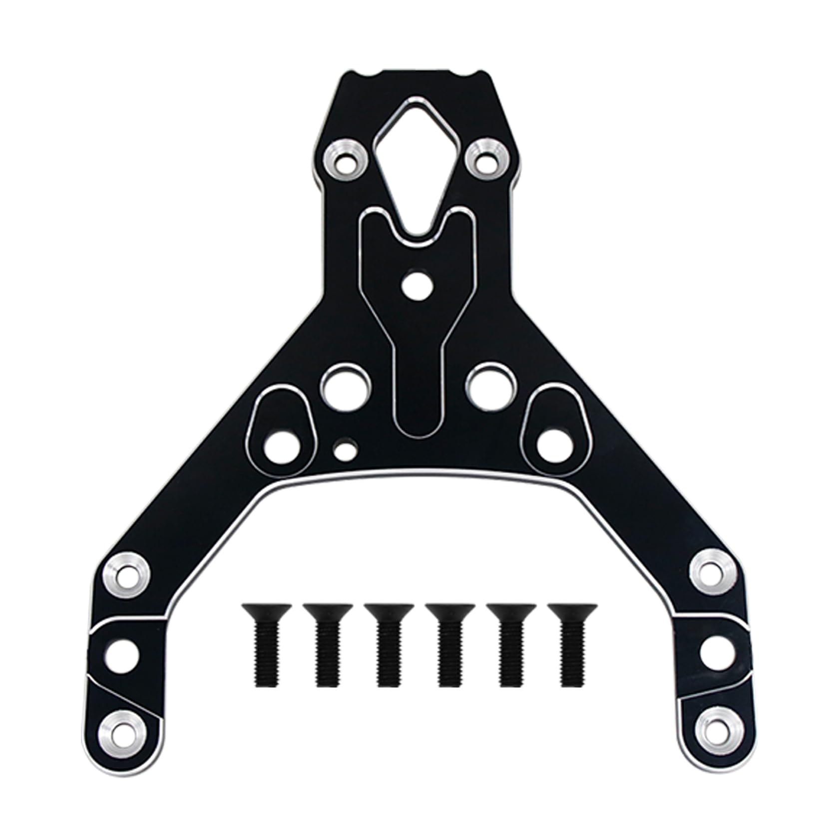 FLMLF CNC Aluminum Thickened Front Upper Connecting Plate Kit for 1/5 HPI ROFUN ROVAN KM Baja 5B 5T 5SC Truck Parts (Black)