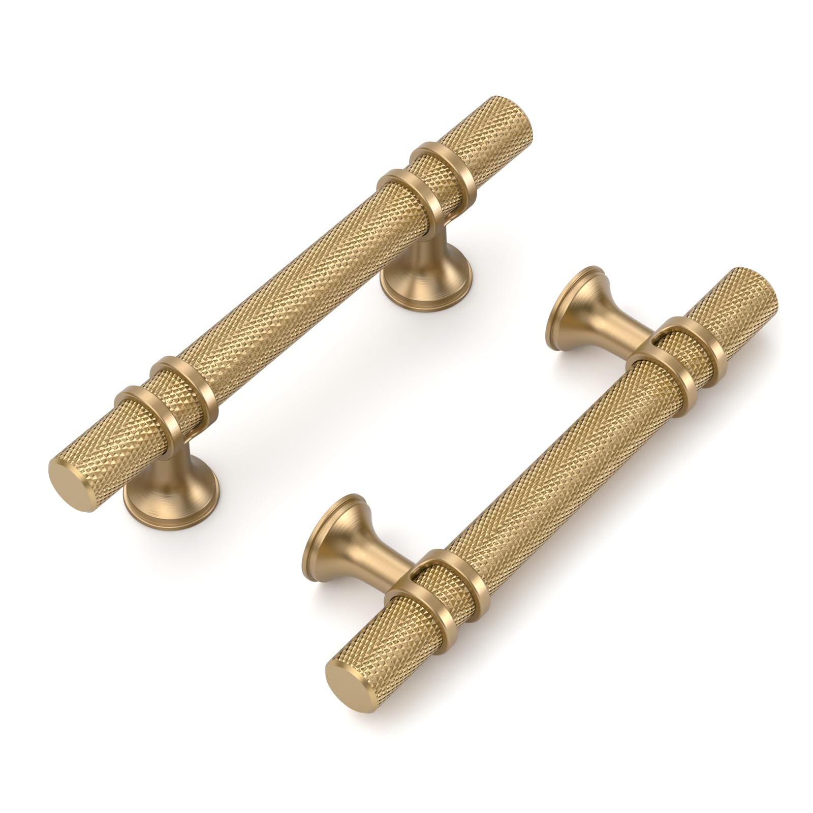 Coinkoly 10 Pack 3"(76mm) Champagne Bronze Cabinet Pulls Knurled Kitchen Cabinet Handles Drawer Pulls Champagne Gold Cupboard Hardware for Cabinets CK0027 — image 1
