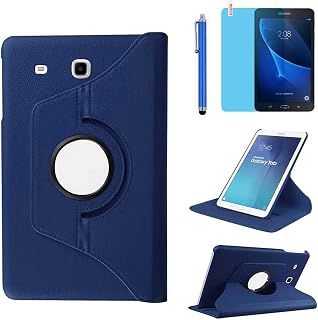 Case for Samsung Galaxy Tab E 8.0 inch Tablet (SM-T378 SM-T375 SM-T377),360 Degree Rotating Stand Case Full Protective Cover,with Stylus Pen,Screen Film (Deep Blue)
