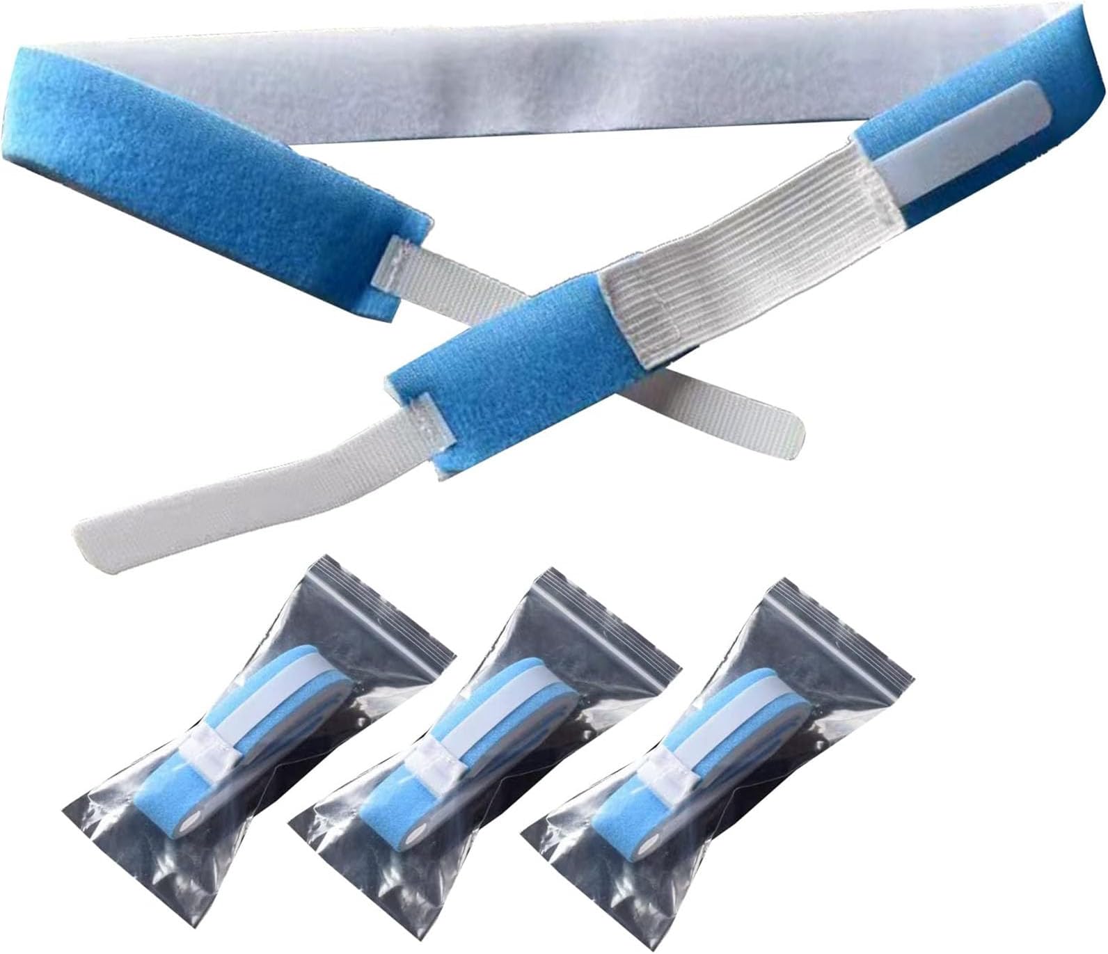 GNbow Endotracheal Tube Fixation Strap, Adjustable Trachea Strap Neck Trachea Straps Trachea Fixing Bands Hook Closure to Secure Tube Stabilization, 3pcs (blue)