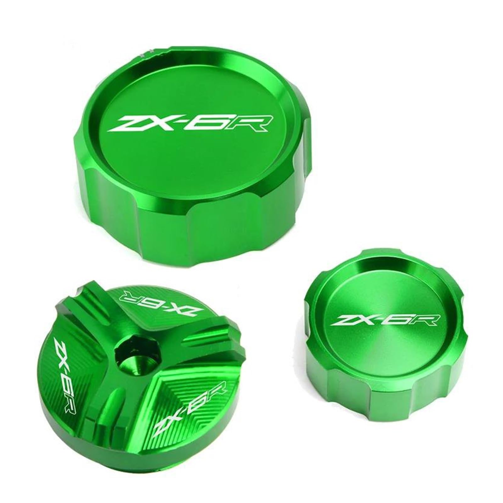Couvercle d'huile pour moto Pour KA&WASAKI ZX6R ZX-6R ZX636 couvercle de réservoir de liquide de frein avant arrière et bouchon de remplissage d'huile moteur Bouchon de vidange d'huile(Vert,1 set)