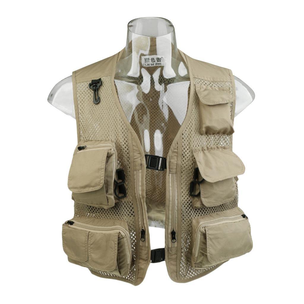 Men's Mesh Vest Multi-Pocket Outdoor Fishing Photography Waistcoat Jacke L-image-42