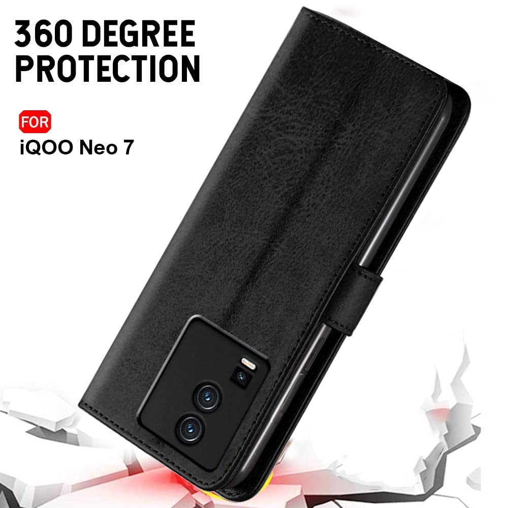 iQOO Neo 7 Flip Cover - Genuine Leather Style -8