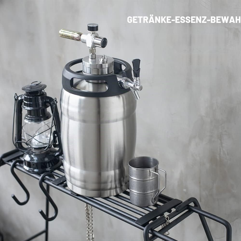TMCRAFT Doppelwandiger Bierfass Growler, Druck-Bierspender-System mit abnehmbarem Fassspeer, hält frisch und kohlensäurehaltig für Bastel-Bierzug/Homebrew