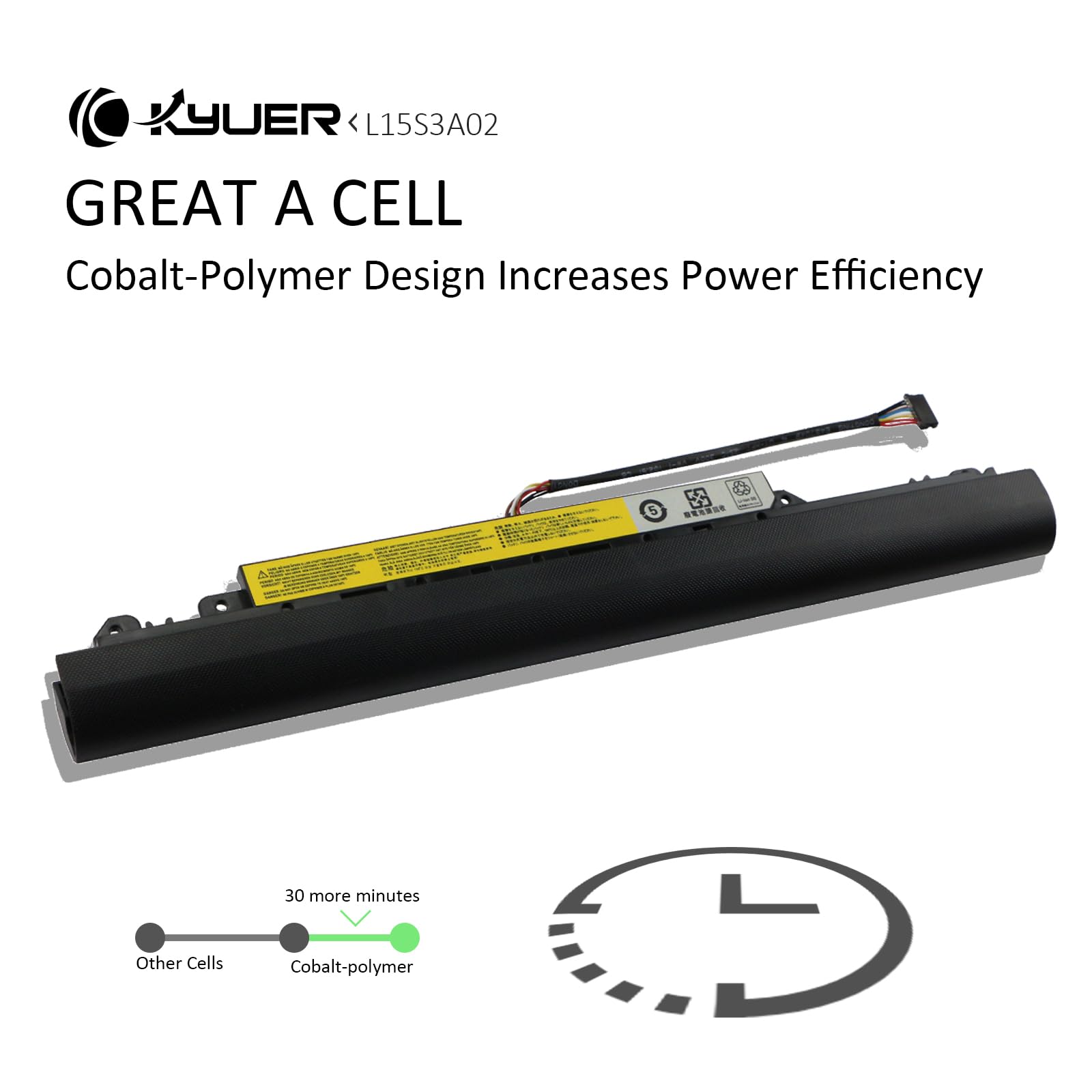 K KYUER L15S3A02 Batteria per Le-novo IdeaPad 110-14AST 110-14IBR 110-15AST | 110-15IBR 110-15ACL 110 Touch-15ACL Series Laptop Type 80TQ 80T6 80UJ 80TR 80T7 80W2 80TJ 80V7 5B10L04215 L15L3A03 L15C3A03