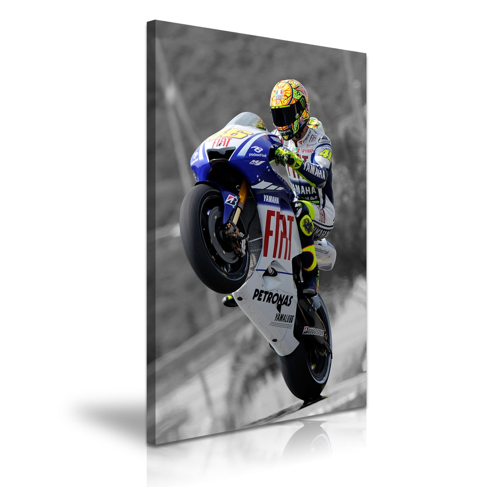 Motorcycle Bike Prints for Man, Rossi Canvas Moto GP Sport Star Art Print, Valentino Rossi Art Print MotoGP, Gift for Modern Family Home Office Hotel School Pub Decoration (S: 31cm X 46cm)