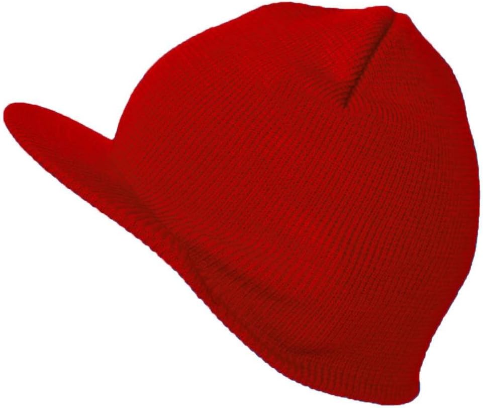TOP HEADWEAR Winter Beanie Hat with Visor Brim Warm Knit Cuffless Beanie Cap