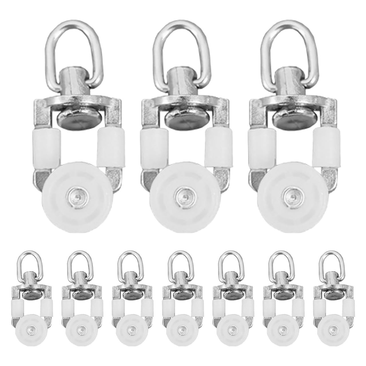 JOINPAYA Pergola Canopy Runners Curtain Track Rollers with Hooks 20pcs Plastic and Stainless Steel Rail Sliding Gliders for Holding Curtain Panels and Valances in Sliding Doors and Office