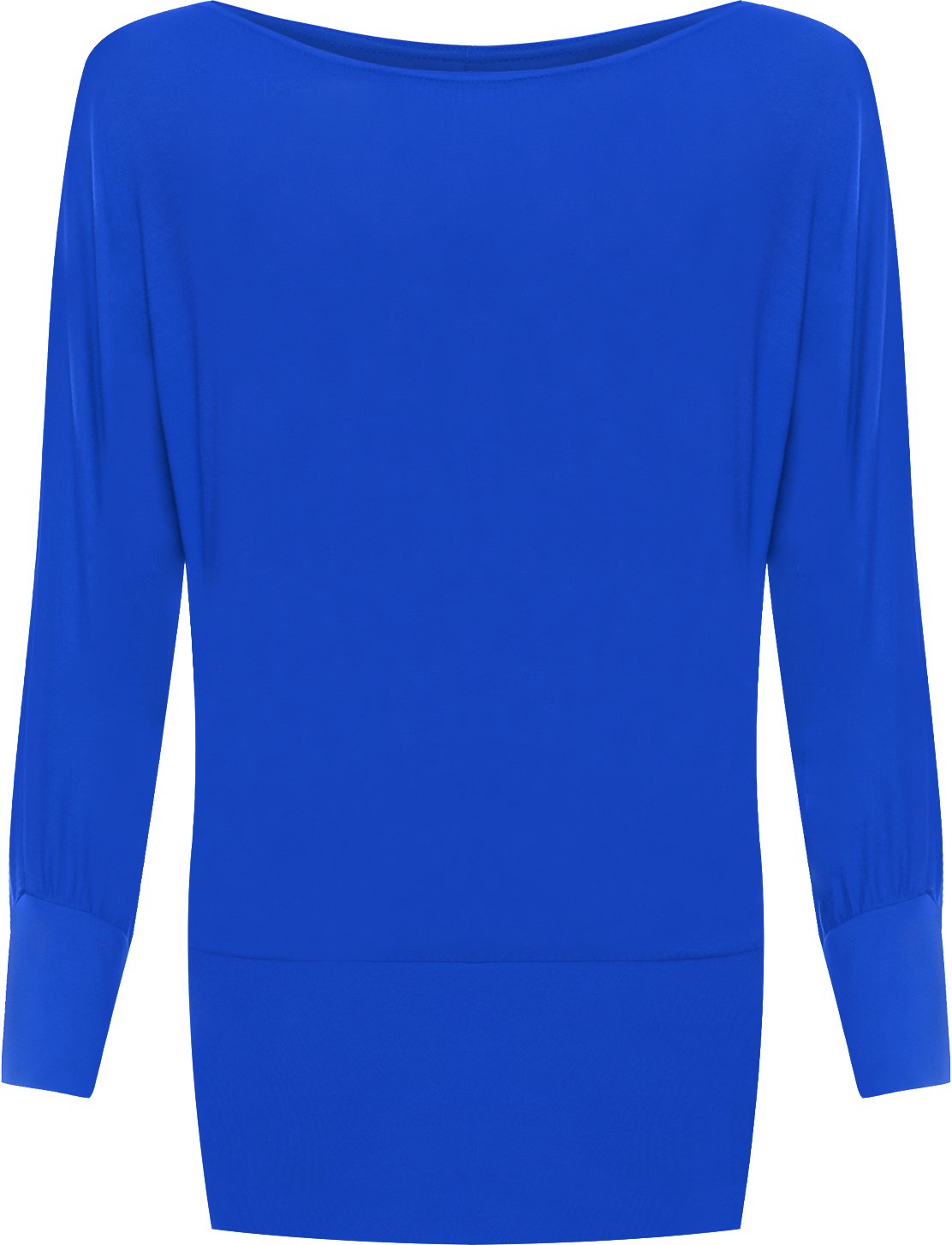 WearAll Womens Plus Size Plain Batwing Long Sleeve Ladies Off Shoulder Top - Royal Blue - 20-22