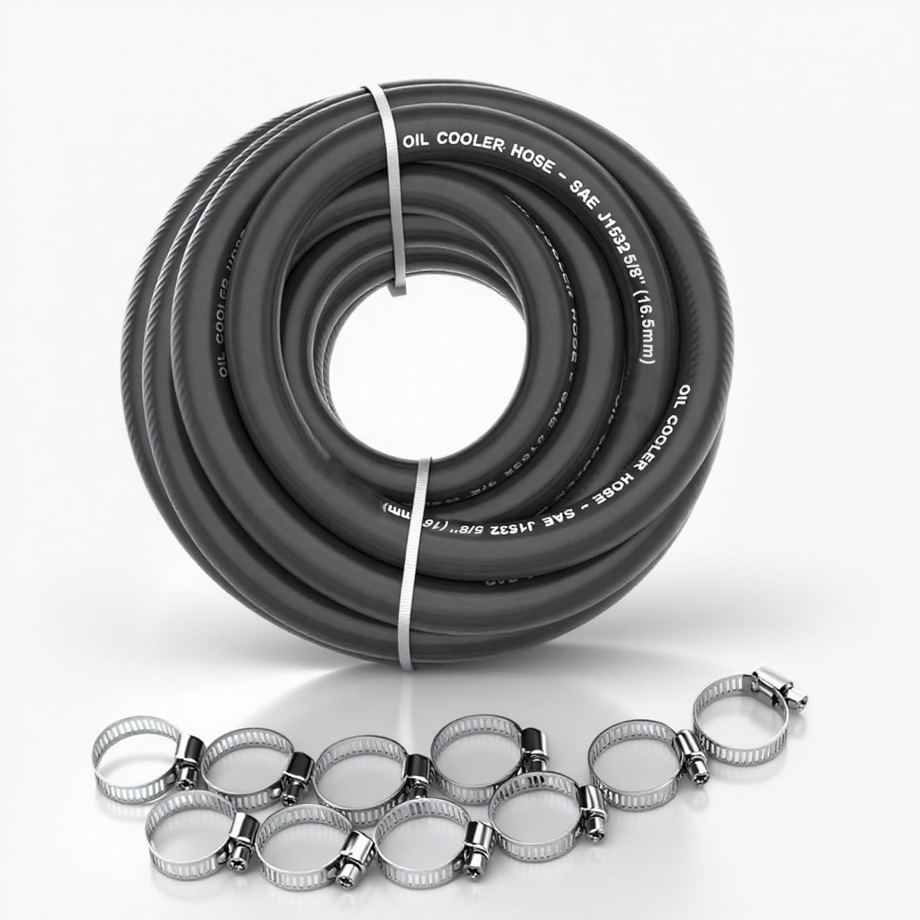 5/8 Transmission Oil Cooler Hose J1532 Fuel Line Hose 300PSI Push Lock with Clamps 10FT