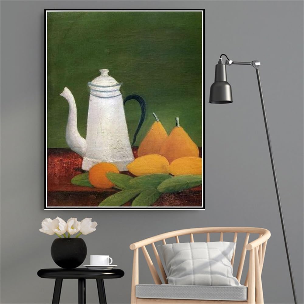 Amazon | アンリ・ルソーのティーポットとフルーツの絵のある静物画