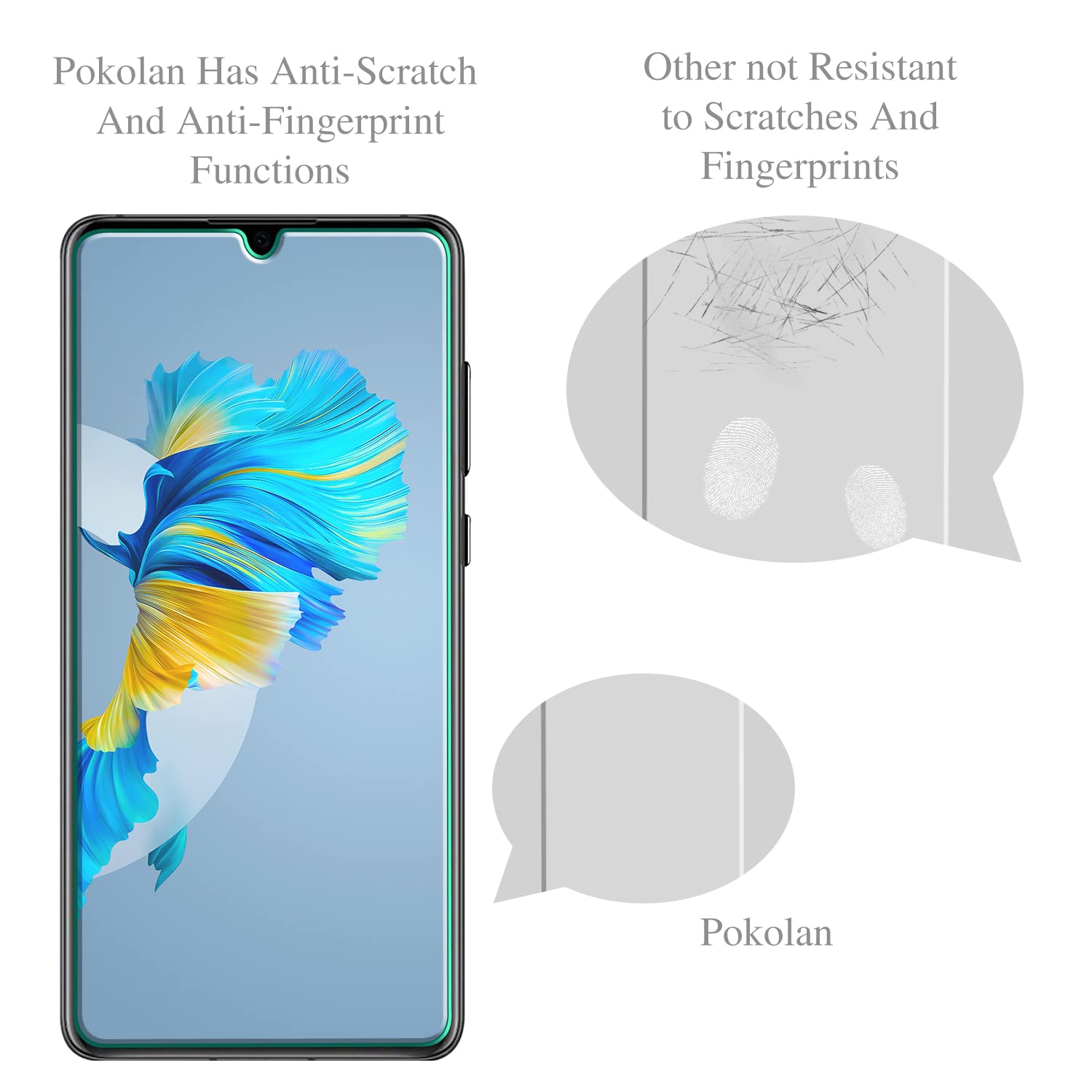 Pokolan 3 Pezzi Vetro Temperato pour Huawei P30 Lite Pellicola Protettiva, Durezza 9H, HD Chiaro, Senza Bolle, Anti Graffio, Installazione Facile