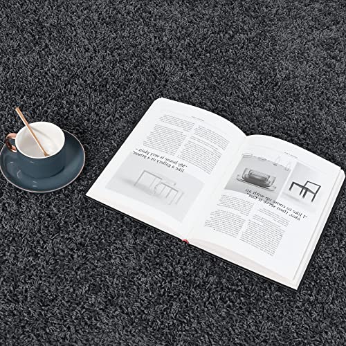 Zacoo Shag Area Rug 6X9 For Bedroom, Large Fluffy Comfy Area-Rug For Nursery Room Living Room Office Home Decor, Shed Resistant Anti Slip Rectangular Floor Carpet, Dark Gray, 6' X 9' #TOP5