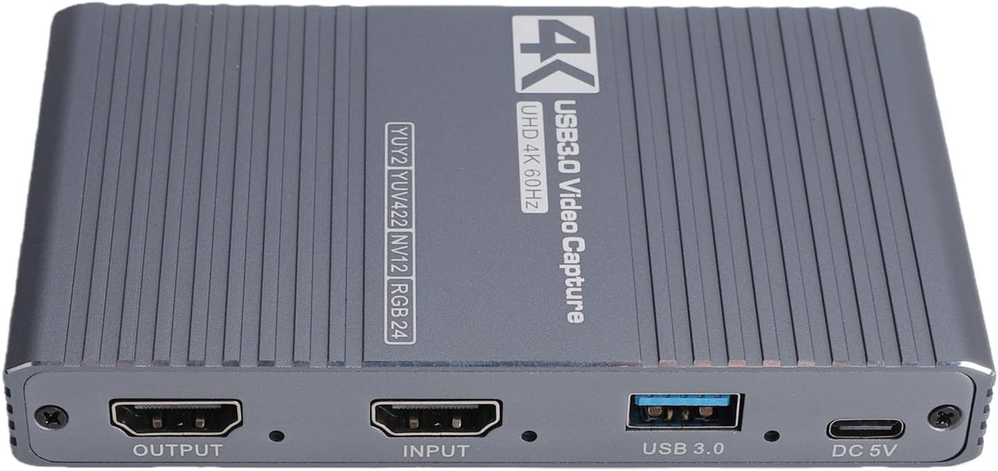 Zyyini 4K 60FPS Video Capture Card, USB 3.0 480MB Ultra HD HDMI Recorder with 3.5mm Audio Ports USB Plug & Play for PC Streaming Recording