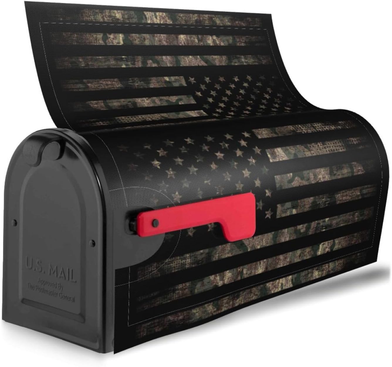 Camouflage Hunting Tactical Camo American Flag Mailbox Covers Magnetic Mailbox Wraps Post Letter Box Cover Standard Oversize 21"X18"/25.5" X 21" Mailwrap Garden Home Decor