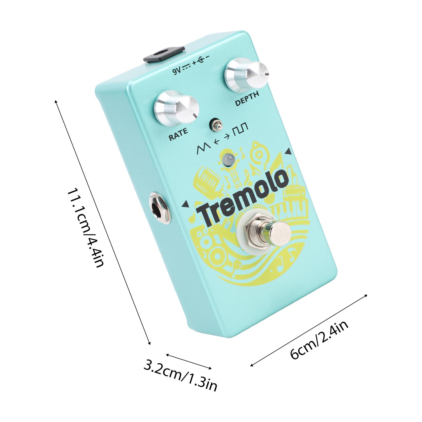 Pedał Tremolo do Gitary, Design w Stylu Vintage z True Bypass i Przełącznikiem Kształtu Fali LFO, Tryb Trójkąta/kwadratu, Pokrętła RATE i DEPTH, Funkcje Nagrywania w Pętli