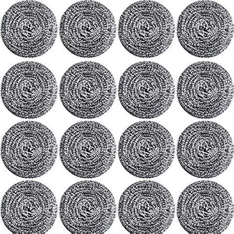 16 PCS Stainless Steel Sponges Scrubbers Cleaning Ball Utensil Scrubber Density Metal Scrubber Scouring Pads Ball for Pot Pan Dish Wash Cleaning for Removing Rust Dirty Cookware Cleaner (16 Packs) Cover