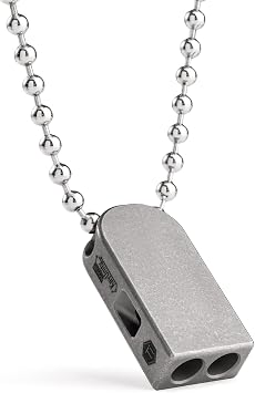 KeyUnity Titanium Emergency Whistle with Metal Lanyard, 120dB+, One-Piece Outdoor Survival Whistle, Ultra-Light, Rustproof