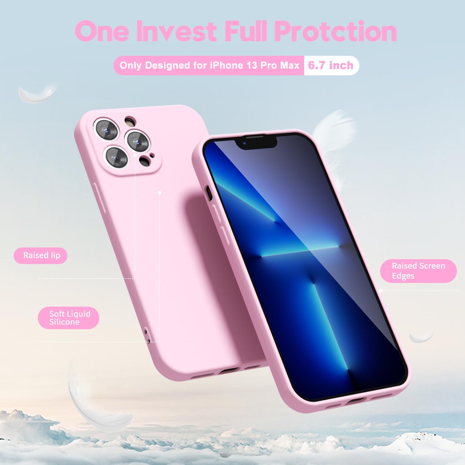oakxco for iPhone 16 Pro Max Case Liquid Silicone, Soft Rubber Gel Elegant Aesthetic Basic Simple Cover, Cute Thin Slim TPU Matte Solid Color Plain Smooth Case for Women Girl, Light Pink — view 1458