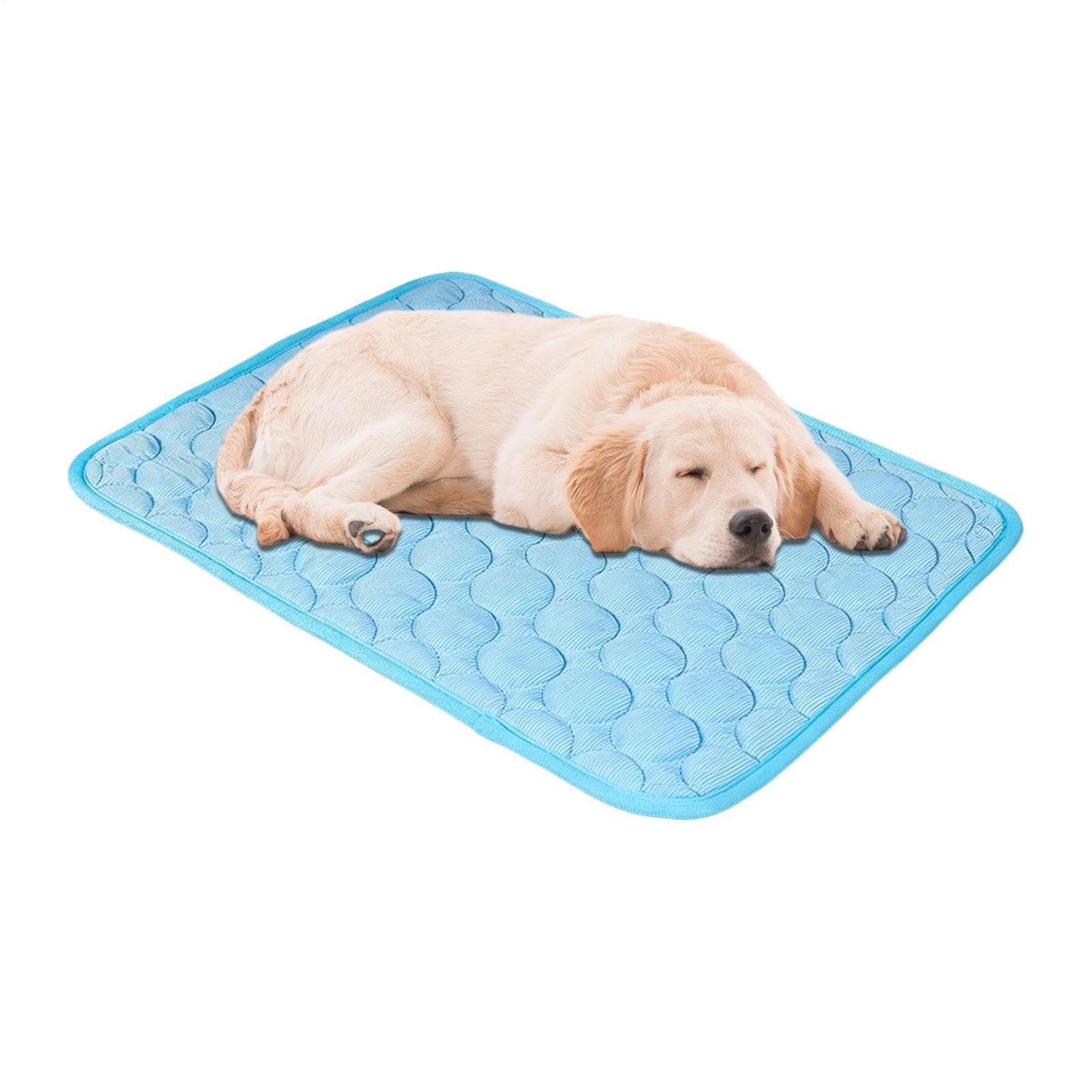 Dog Cooling Mat Large 100x75cm Washable Pet Cool Blanket for Summer, Reusable Ice Silk Cooling Pad for Large Medium Cats Dogs, Portable Crate Mat for Car Seats Floors Bedding