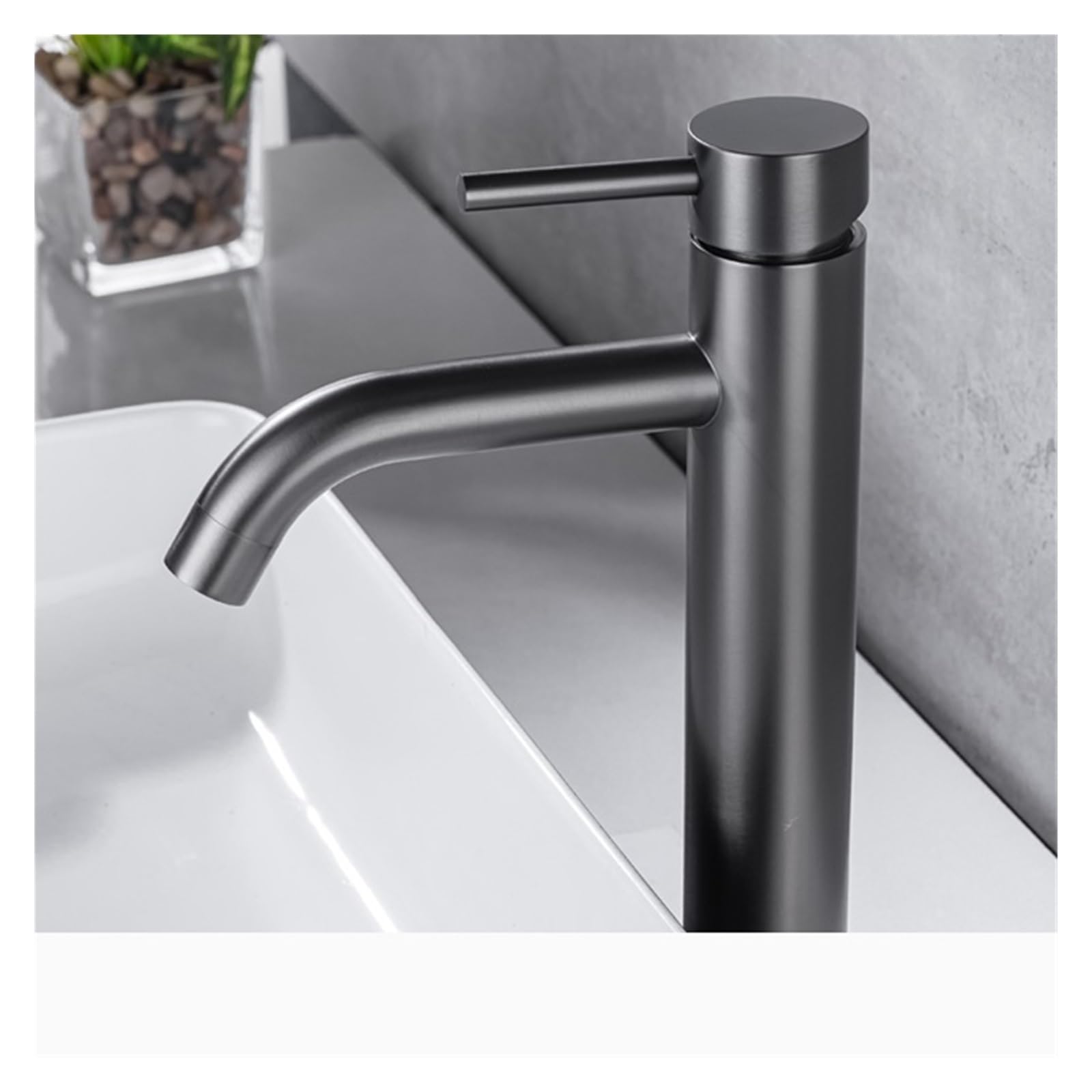 Robinet de cuisine gris fusil mitigeur eau chaude et froide en laiton à poignée séparée