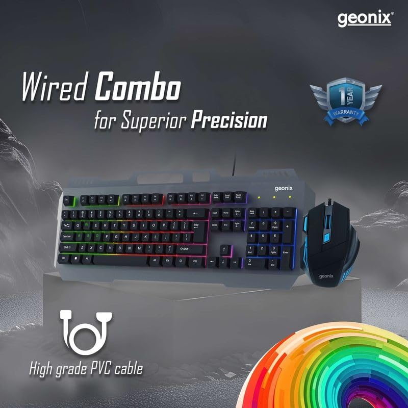 Image of Cruiser CX1 Wired Keyboard and Mouse Gaming Combo with Stunning ARGB Lights, Durable Aluminium Chassis Keyboard, Upto 3600 DPI, PVC Cable, Advanced Censor (Black)