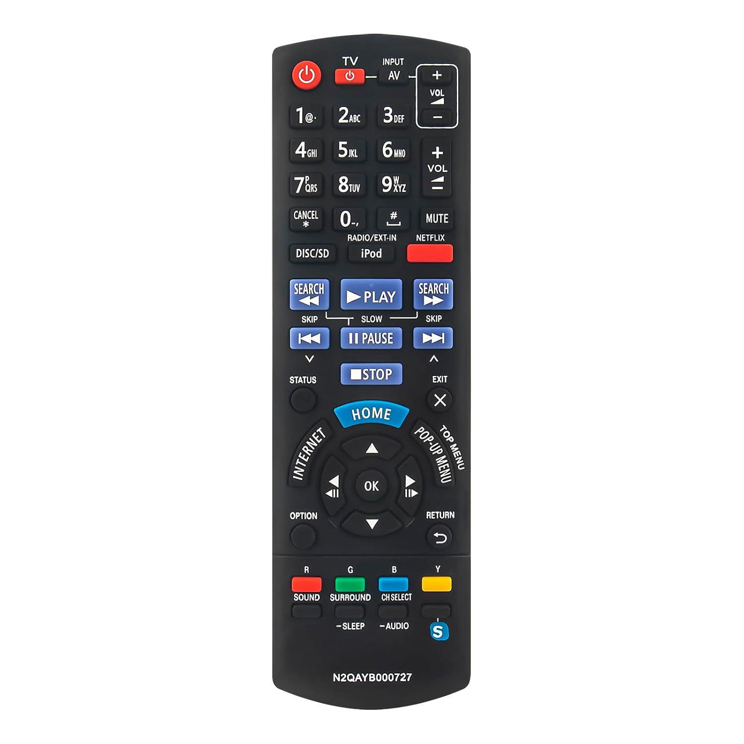 Allimity N2QAYB000727 sub N2QAYB000728 Replaced Remote Control fit for Panasonic Blu-ray Disc Home Theater System SC-BTT190 SA-HT680 SC-BTT196 SC-BTT195