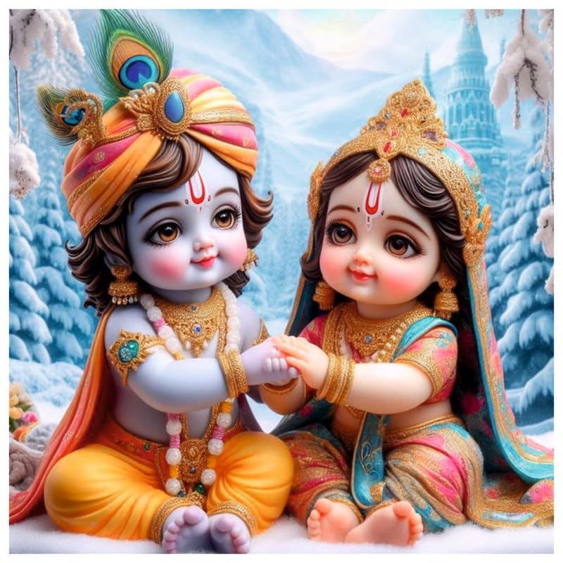 Image of British Terminal Cute little Bal Gopal Baby God Krishna| Kanha Ji | Laddu Lord Makhan Chor Painting Religious Poster for Pregnant Women for wall (matt thin vinyl,sticker,multicolor,unframed)| bj365