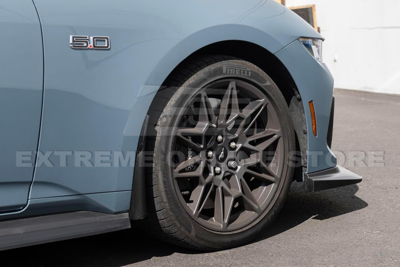 Replacement for 2024-Present Ford Mustang S650 Models | Performance XL Extended Package ABS Plastic Front & Rear Fender Mud Flaps Splash Rock Guard Pair (Painted Glossy Black)