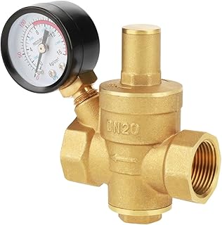 Simlug Brass Water Pressure Regulator with Gauge, DN20 Adjustable Water Pressure Regulator Reducer with Gauge Meter