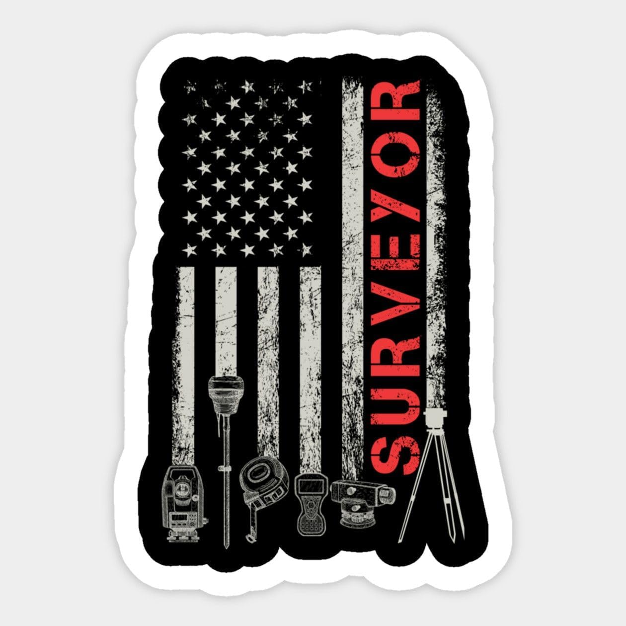 Amazon.com: American Flag Land Surveyor Surveying Engineer Sticker ...