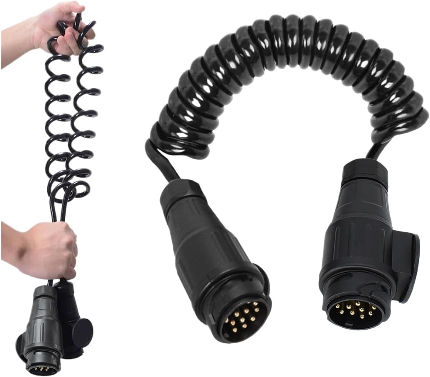 Câble rallonge remorque 13 Broches 3M Spirale, câble remorque 13 Broches vers Prise remorque 13 Broches, connecteur remorque 13 Broches pour Voiture Camion Caravane Camping-Car