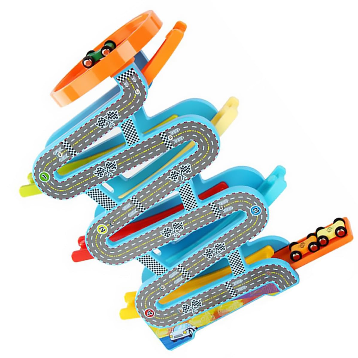 SHINEOFI Mehrschichtiges Gleitspielzeug zum Üben der Greiffähigkeit mit PVC Dinosaurier Pulley Glatte Kanten für 1 Satz Gleitwagen Spielspaß