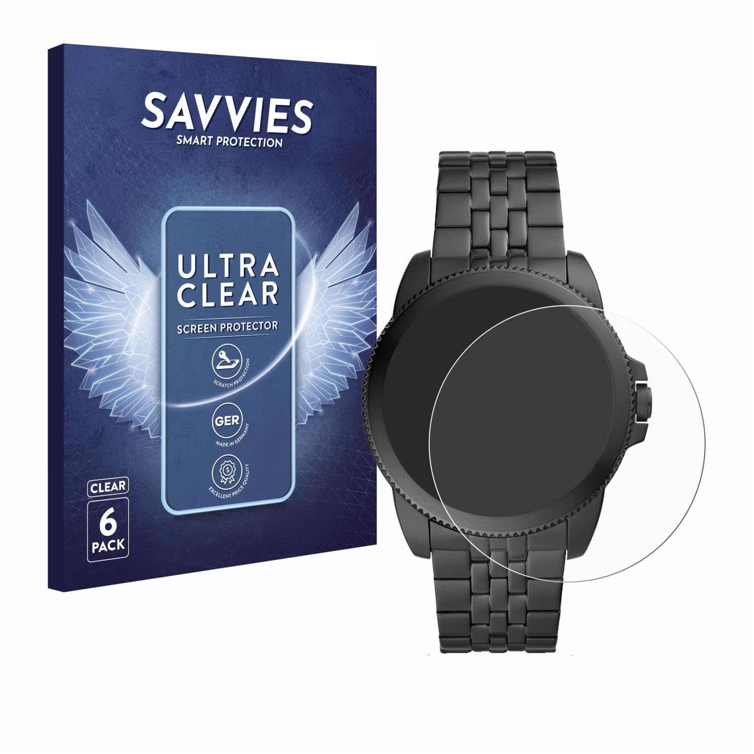 Savvies Lot De 6 Films Protection Écran Ultra Clair Pour Fossil Chronograph - Invisible Et Anti-Rayures