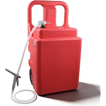 32 Gallon Fuel Caddy with 3.8 GPM Fuel Transfer Pump,Portable Fuel Tank with 6.5 ft Extra Long Hose & 5 Can Adapters,12V DC/AA Battery Powered,Suitable for Gasoline,Diesel-Red