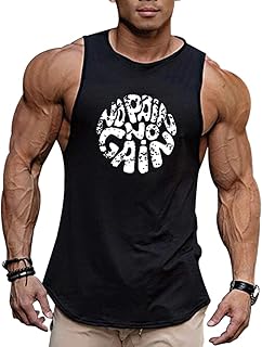 GymLeader Men's Gym Workout Stringer Tank Tops NO Pain NO GAIN Vest Bodybuilding Fitness Muscle Shirts