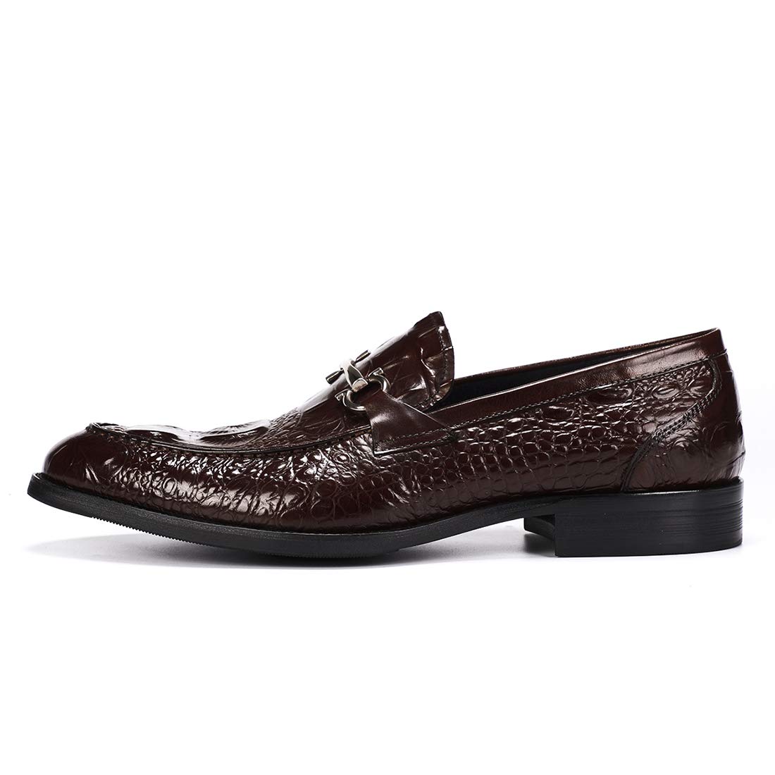 Mocasines Casuales Negocios en Relieve para Hombre Loafers Cuero Genuino Zapatos de Vestir Formales Silp On