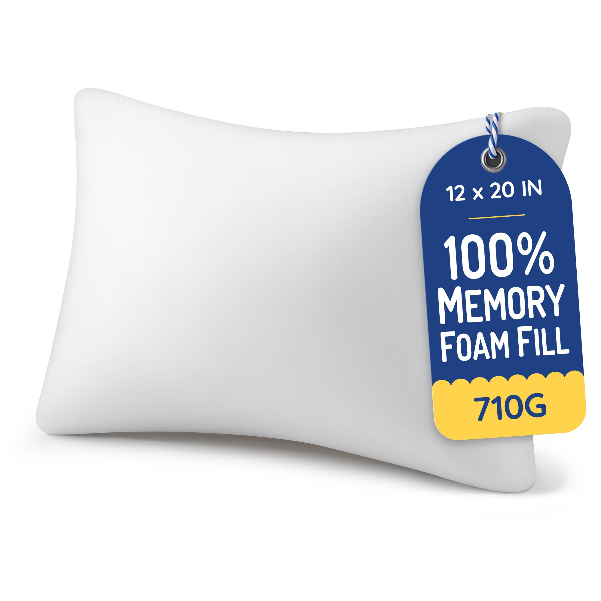 AM AEROMAX 12x20 Memory Foam Throw Pillow Insert, Rectangular Lumbar, White